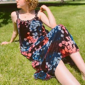 Carole Little 1990s Floral Velvet Sundress